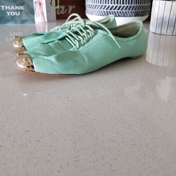 lace up flats shoes mint green color - Picture 5 of 7